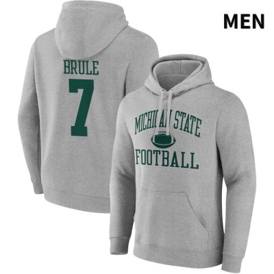 Men's Michigan State Spartans NCAA #7 Aaron Brule Gray NIL 2022 Fanatics Branded Gameday Tradition Pullover Football Hoodie SF32P82HV